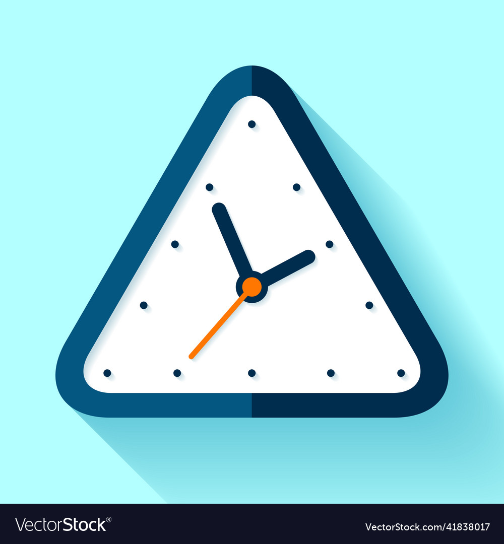 Triangle clock icon in flat style timer Vector Image Triangle clock icon in flat style timer