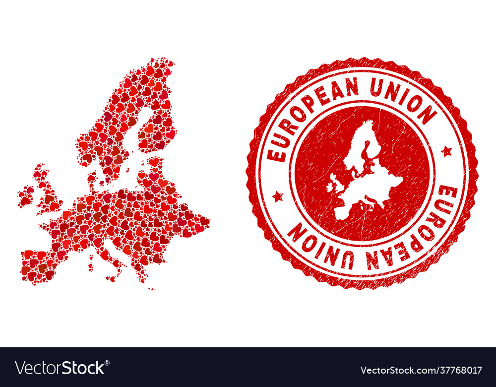 Valentine collage european union map and grunge