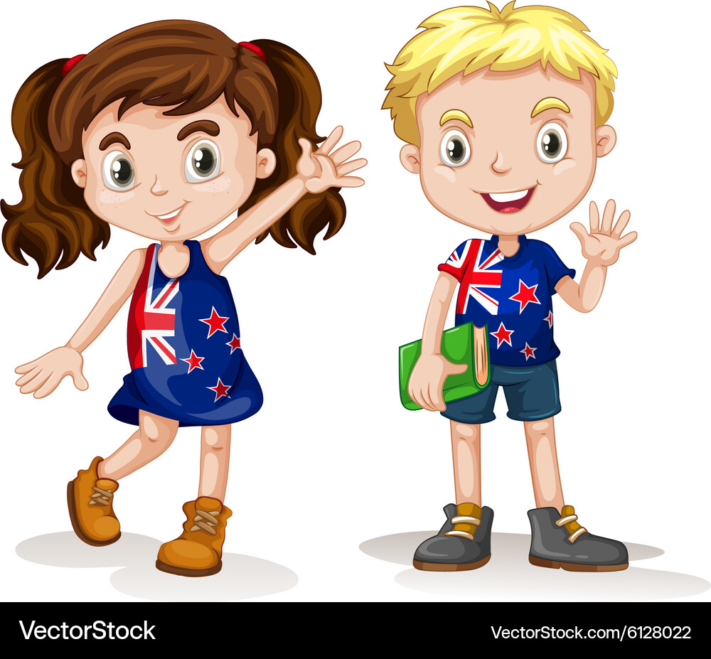 British boy and girl greeting Royalty Free Vector Image