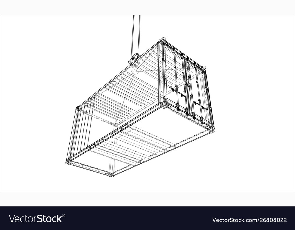 Cargo container wire-frame style Royalty Free Vector Image