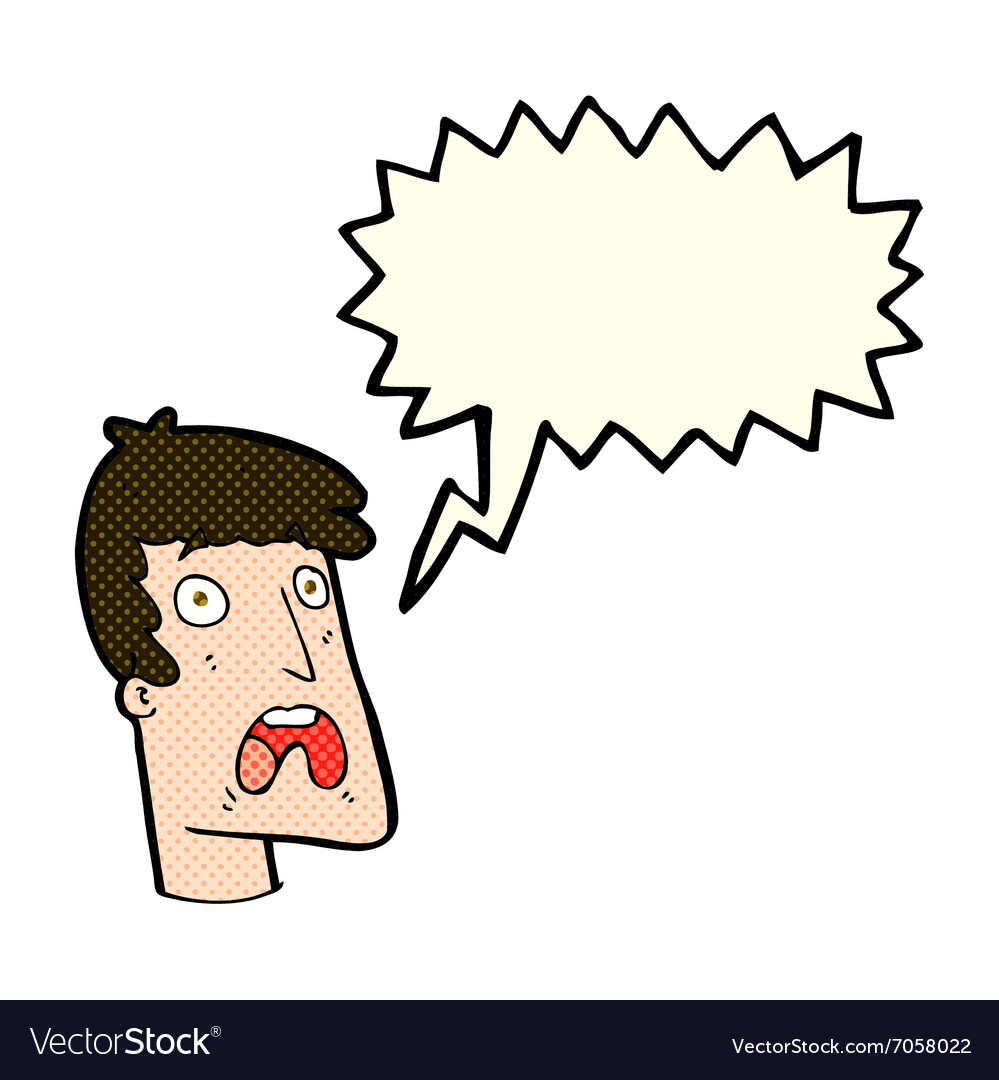 Cartoon shocked man with speech bubble