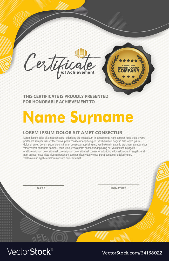 Certificate template with texture modern pattern Vector Image