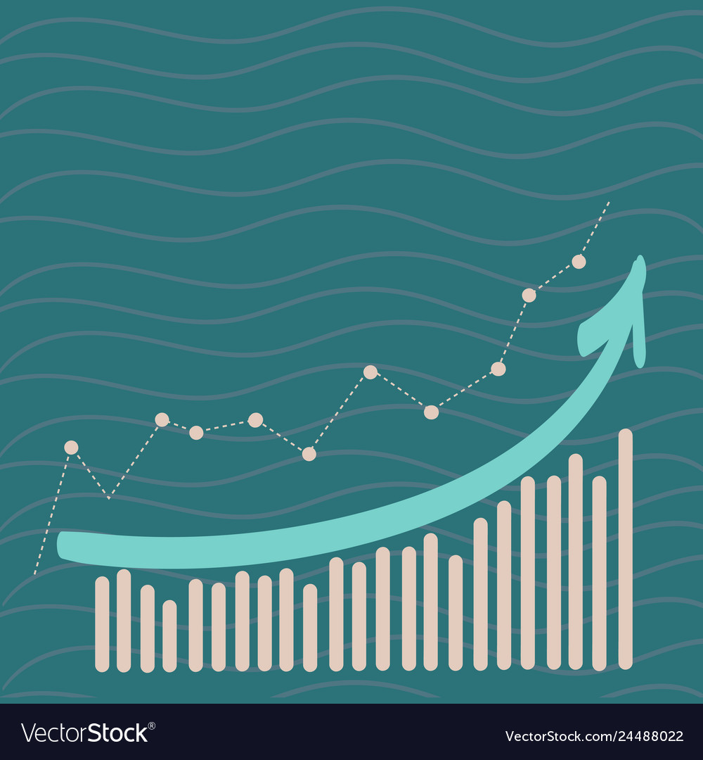 Combination column and line graphic chart vector image Combination column and line graphic chart