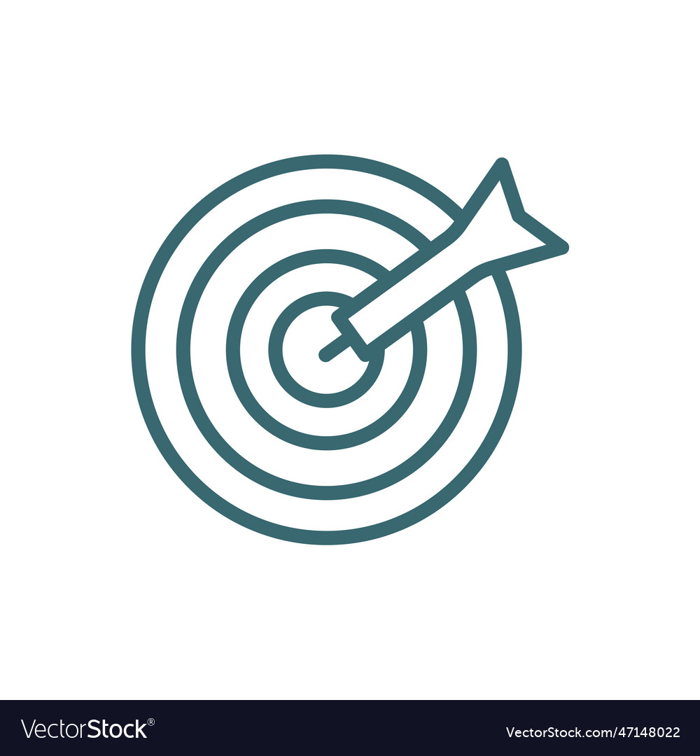 Dartboard with dart icon thin line vector image Dartboard with dart icon thin line