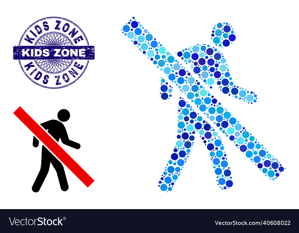 Distress kids zone round guilloche seal and stop vector image Distress kids zone round guilloche seal and stop