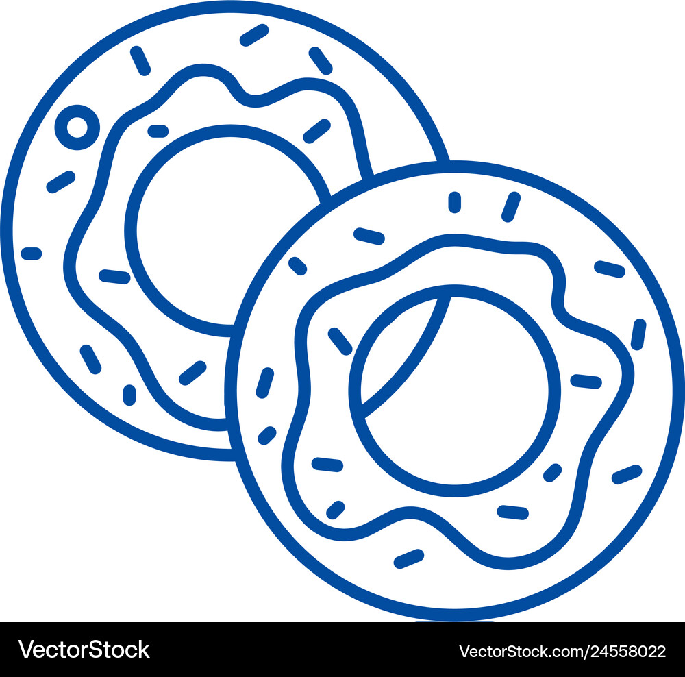 Donuts line icon concept flat Royalty Free Vector Image