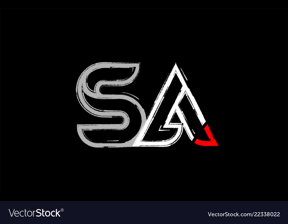 Grunge white red black alphabet letter sa s a Vector Image