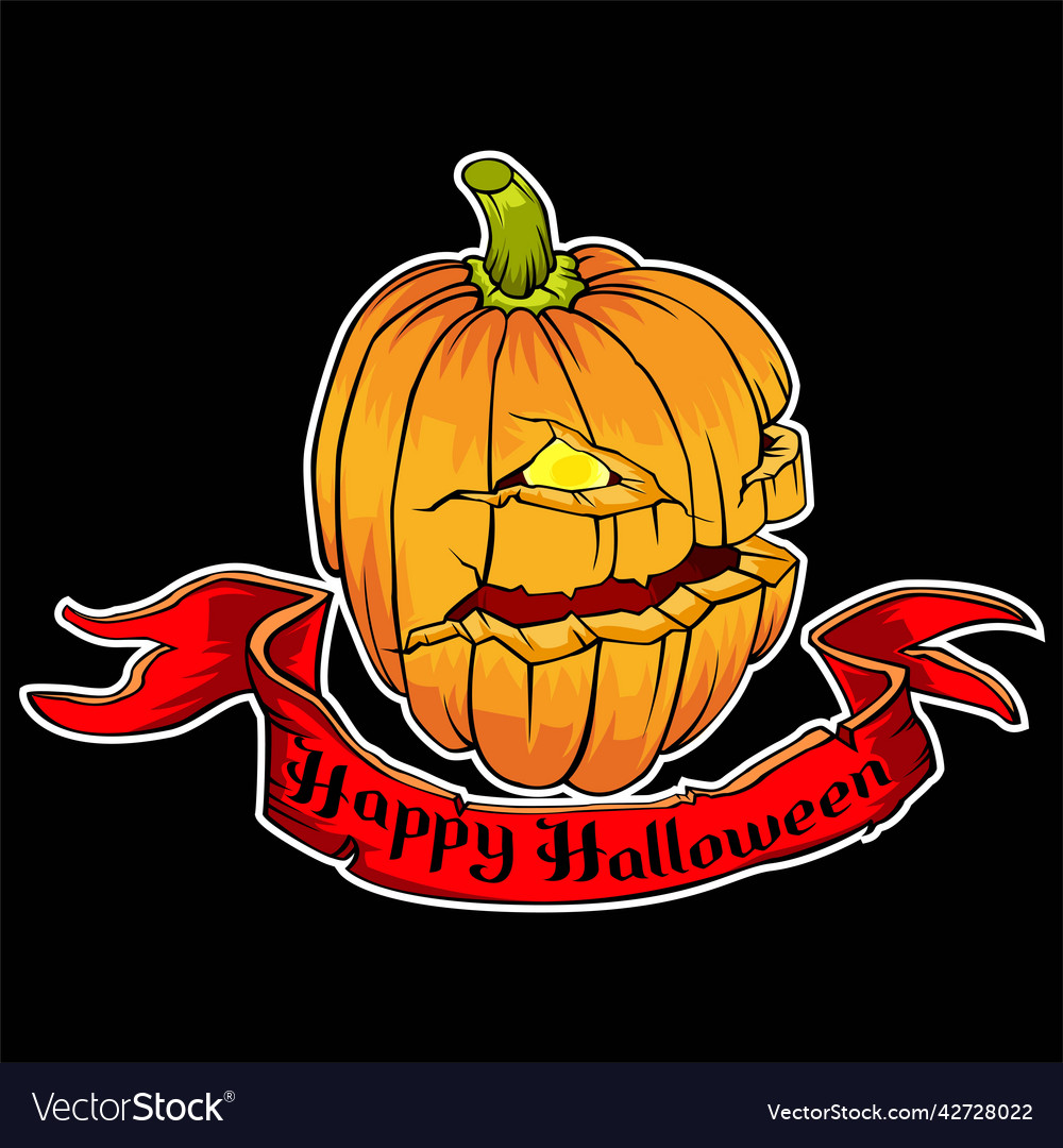 Happy halloween pumpkin in cartoon vector image Happy halloween pumpkin in cartoon