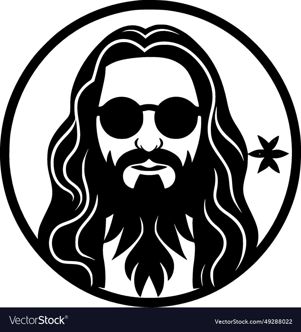 Hippie - black and white isolated icon
