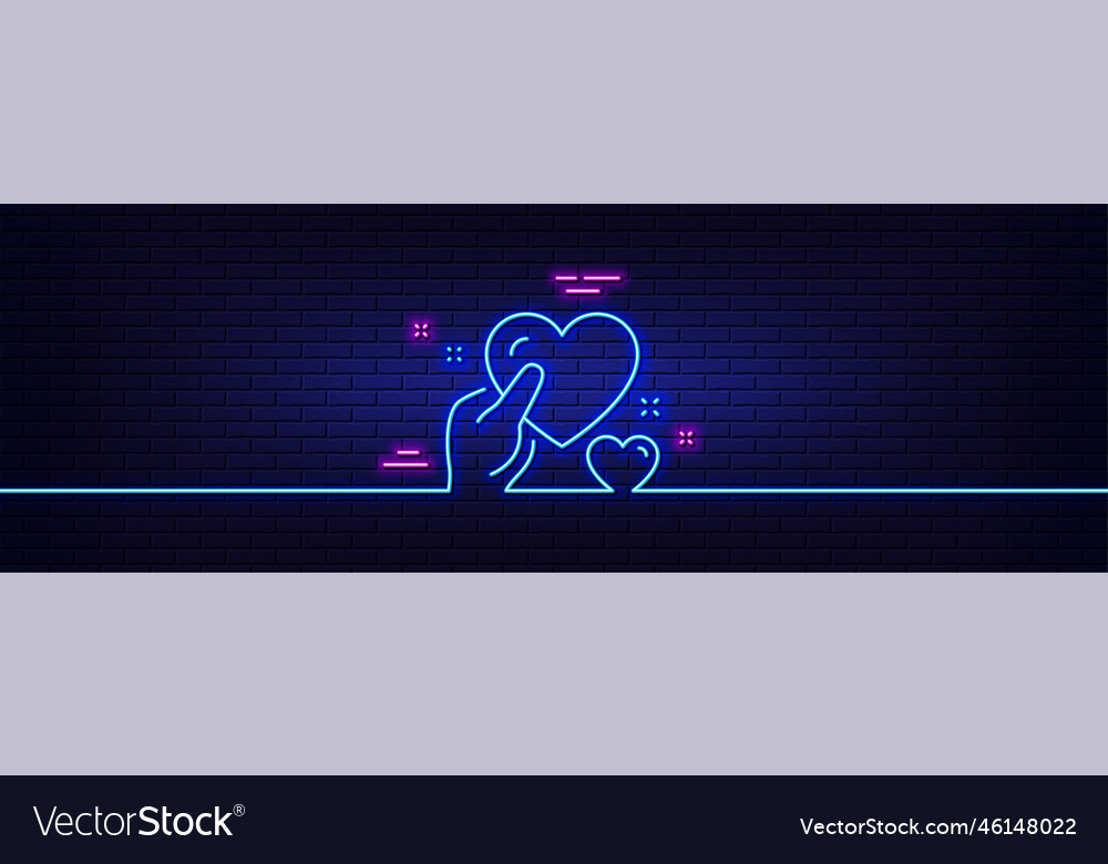 Hold heart line icon care love emotion sign neon