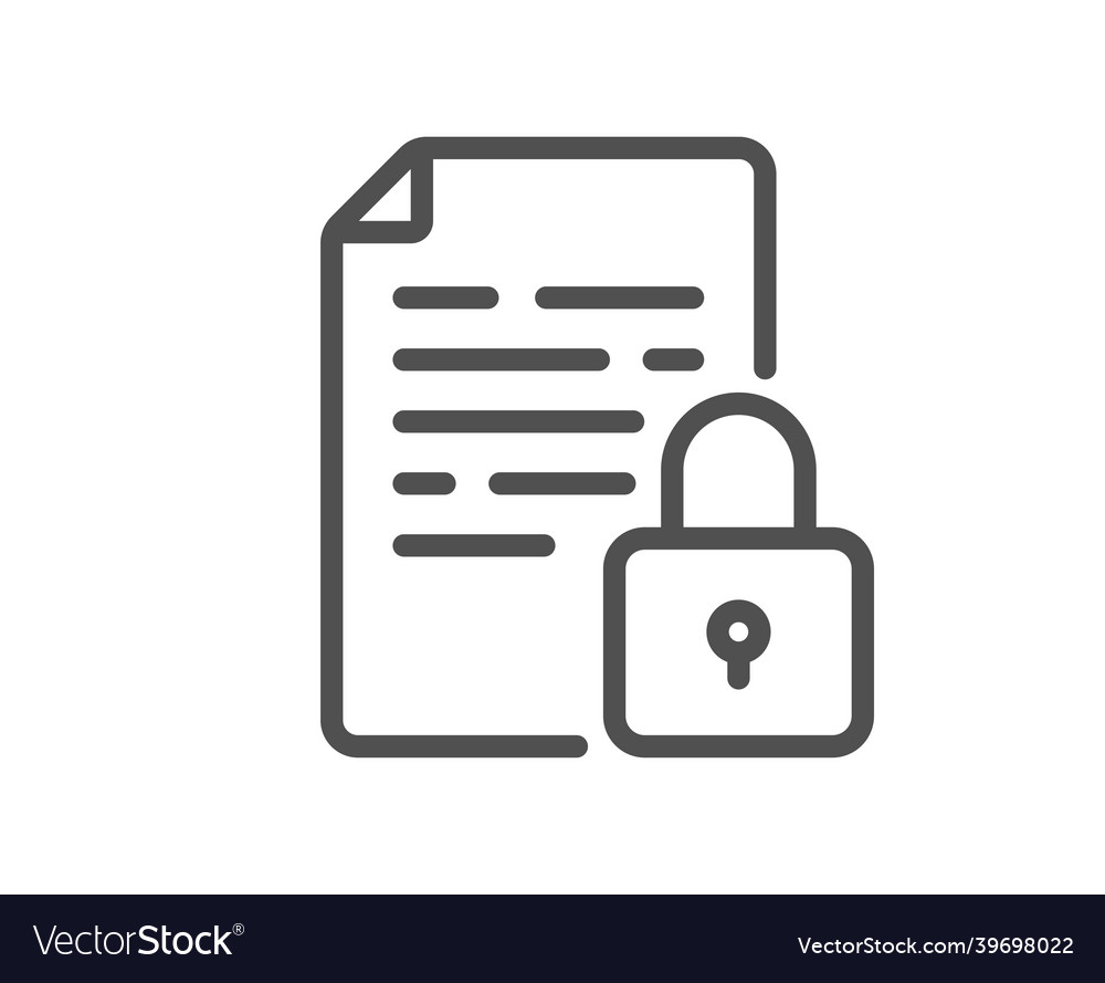 Lock line icon protected document sign
