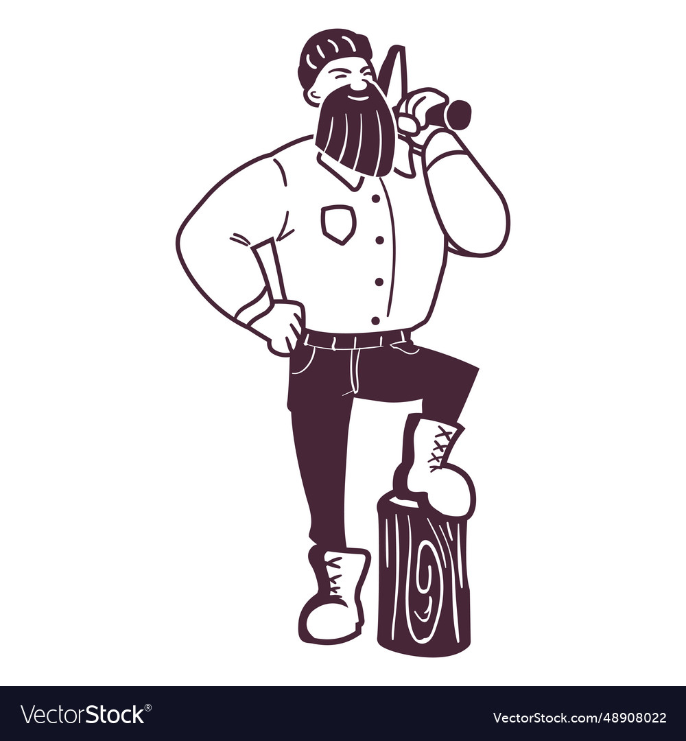 Lumberjack with beard character stroke vector image Lumberjack with beard character stroke