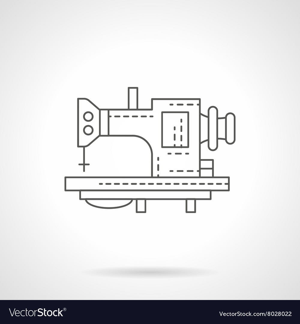 One stitch machine flat thin line icon Royalty Free Vector