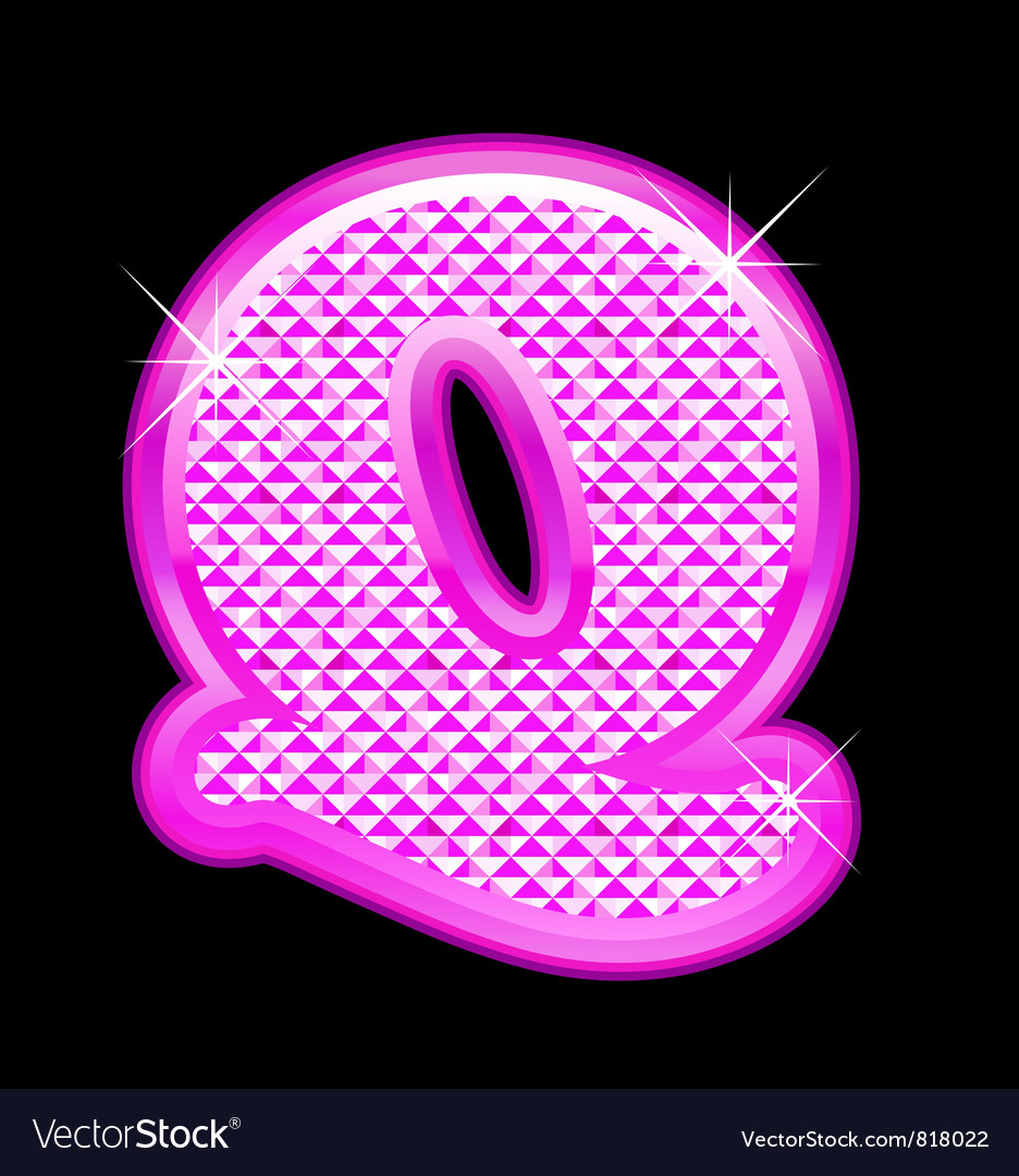 Q letter pink bling girly