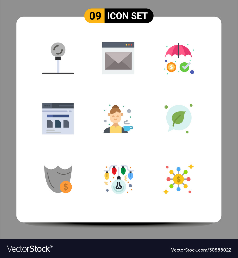 Set 9 flat colors on grid for file web mail