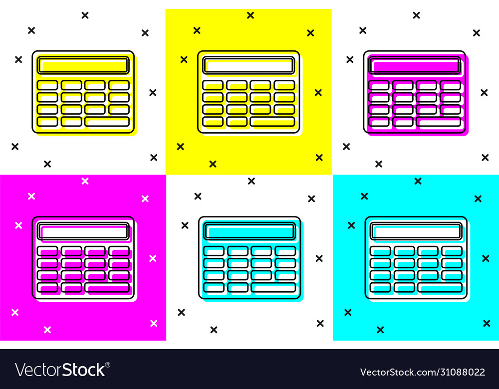 Set calculator icon isolated on color background vector image Set calculator icon isolated on color background