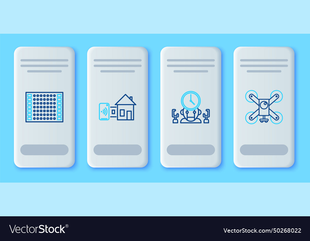 Set line smart home robot and digital time vector image Set line smart home robot and digital time