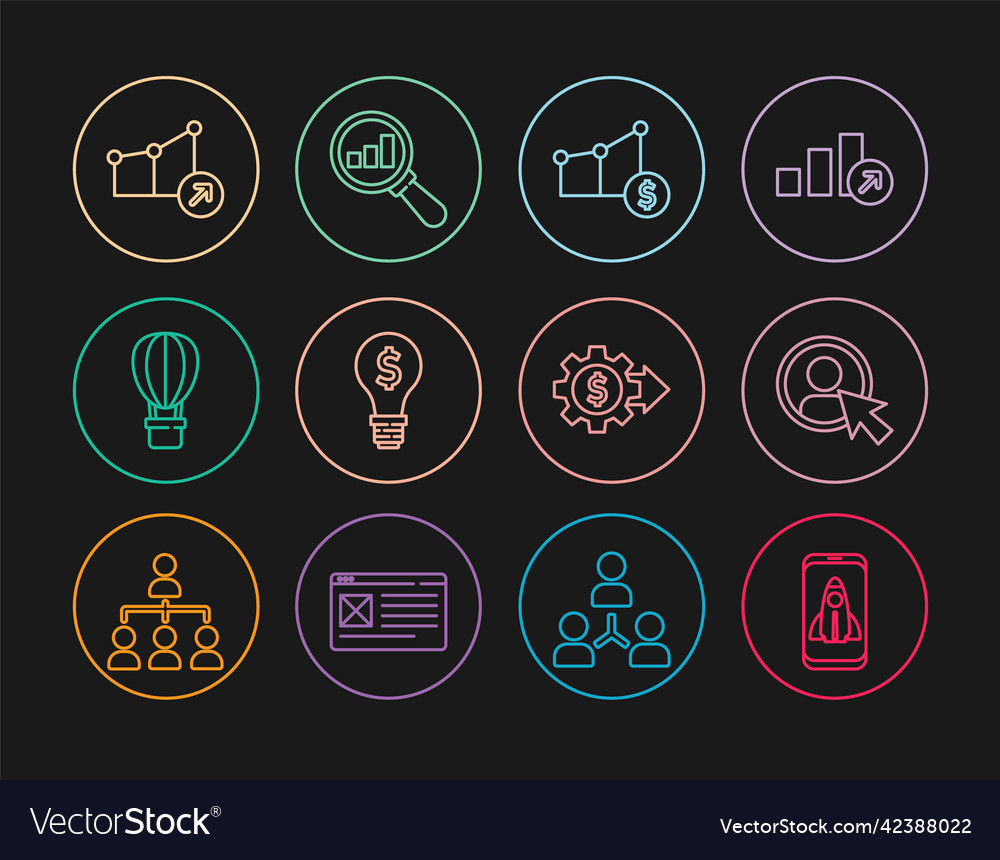 Set line startup project concept create account vector image Set line startup project concept create account