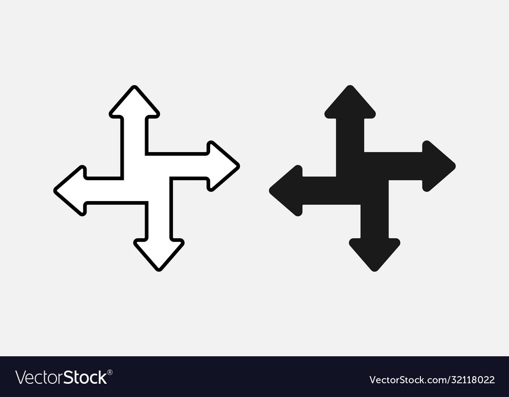 Simple icon with multidirectional arrows in four