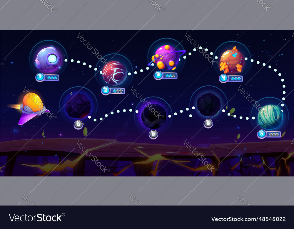 Space adventure game map Royalty Free Vector Image image.