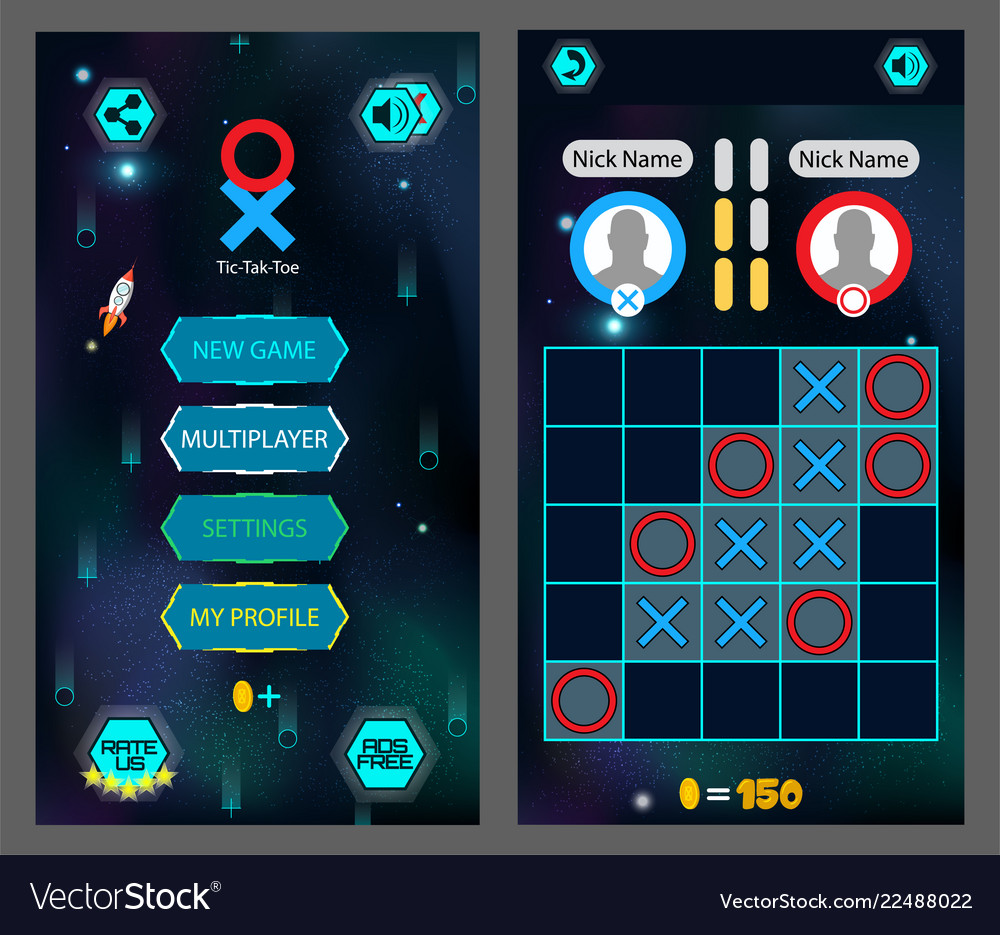 Tic tac toe game screen Royalty Free Vector Image