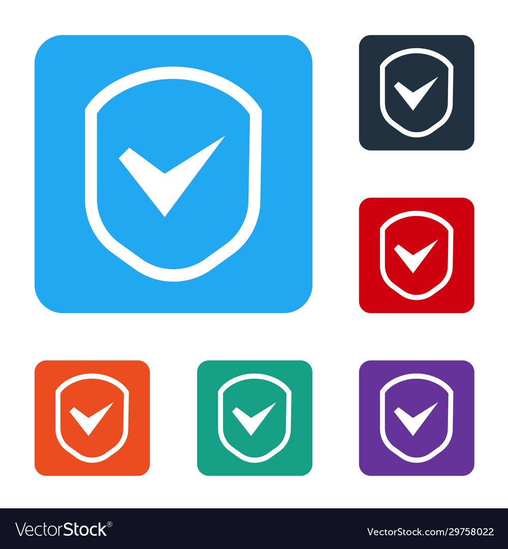 White shield with check mark icon isolated