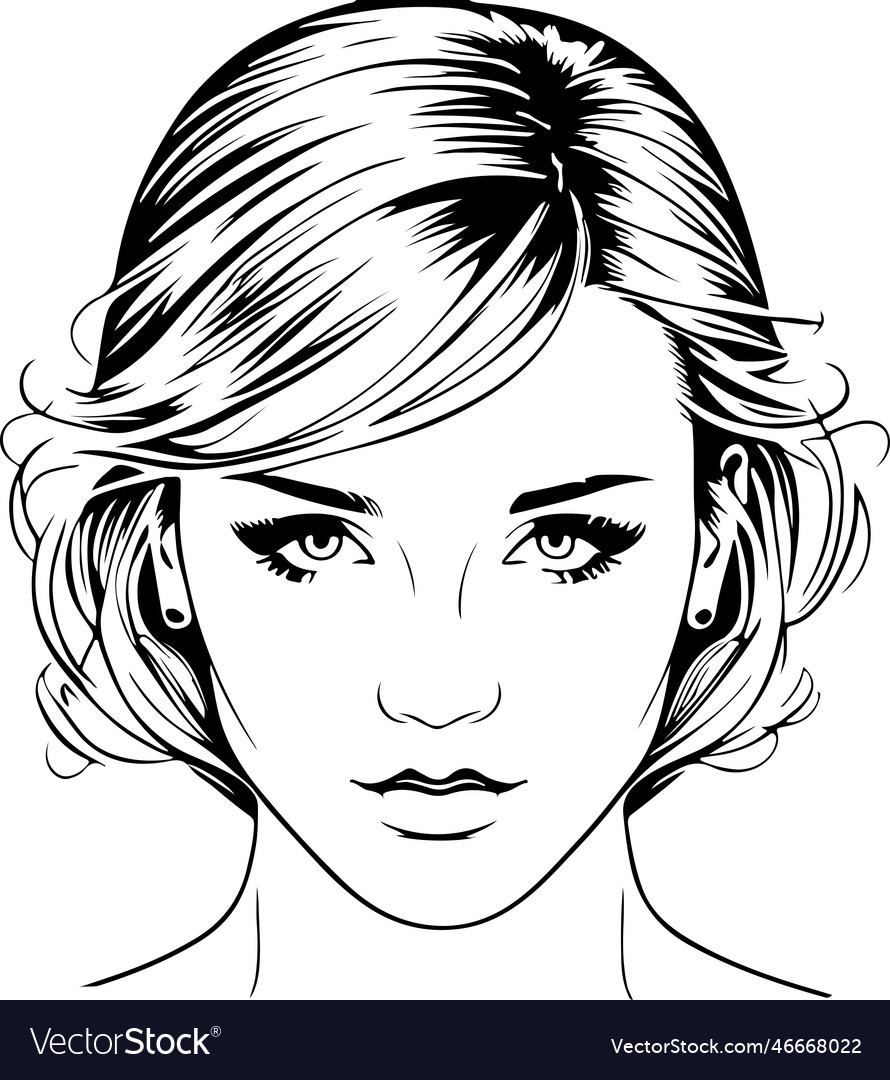 Woman Portrait Black And White Tattoo Royalty Free Vector