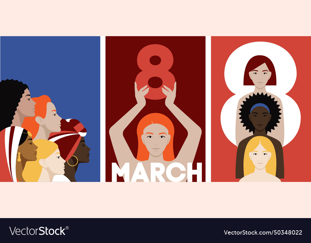 Women day vertical poster set