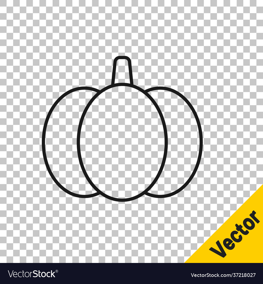 Black line pumpkin icon isolated on transparent Vector Image