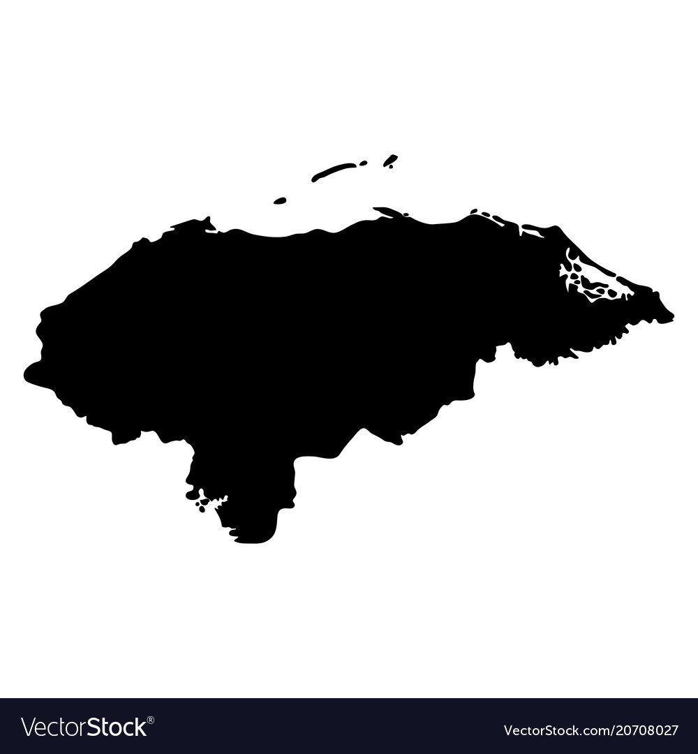 Black silhouette country borders map of honduras