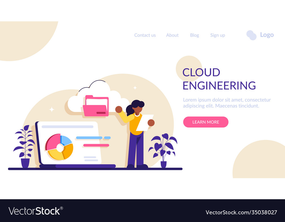 Cloud engineering concept computing web vector image Cloud engineering concept computing web