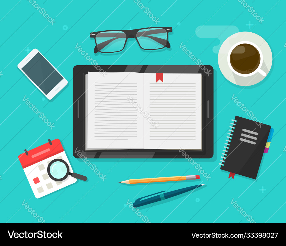 Digital book reading electronic notebook reader Vector Image