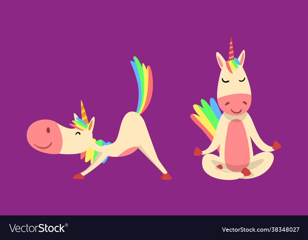 Funny unicorn character with rainbow mane and tail Vector Image Funny unicorn character with rainbow mane and tail