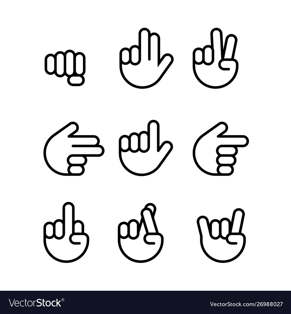 Hand gestures line icons set Royalty Free Vector Image