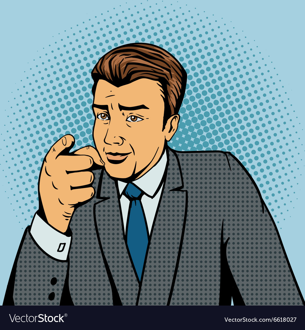Man pointing forward finger pop art style