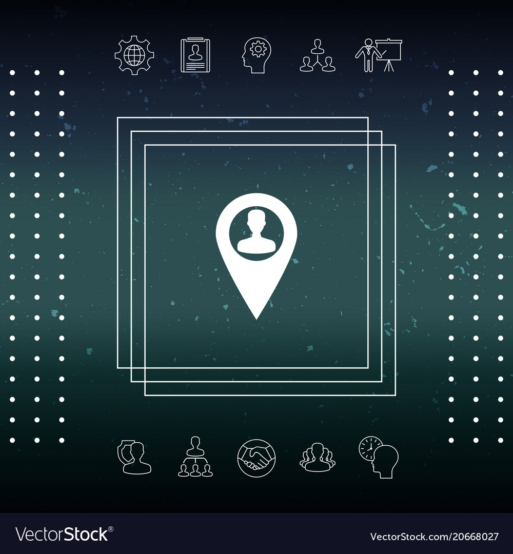 Map pointer with man silhouette vector image Map pointer with man silhouette