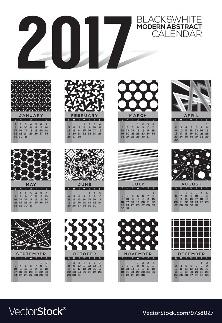Modern abstract 2017 printable calendar
