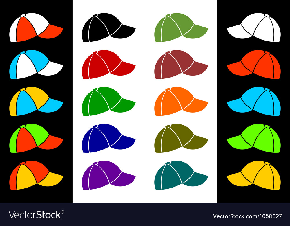 multi colored baseball caps