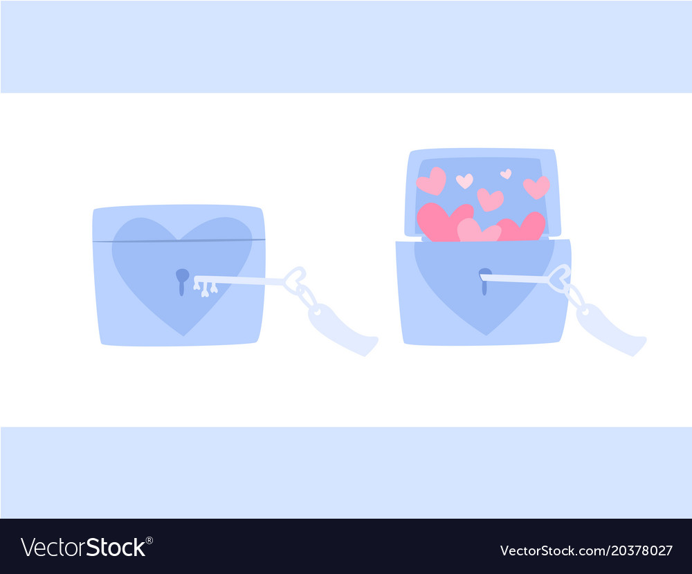 Open box of heart with key in a lock