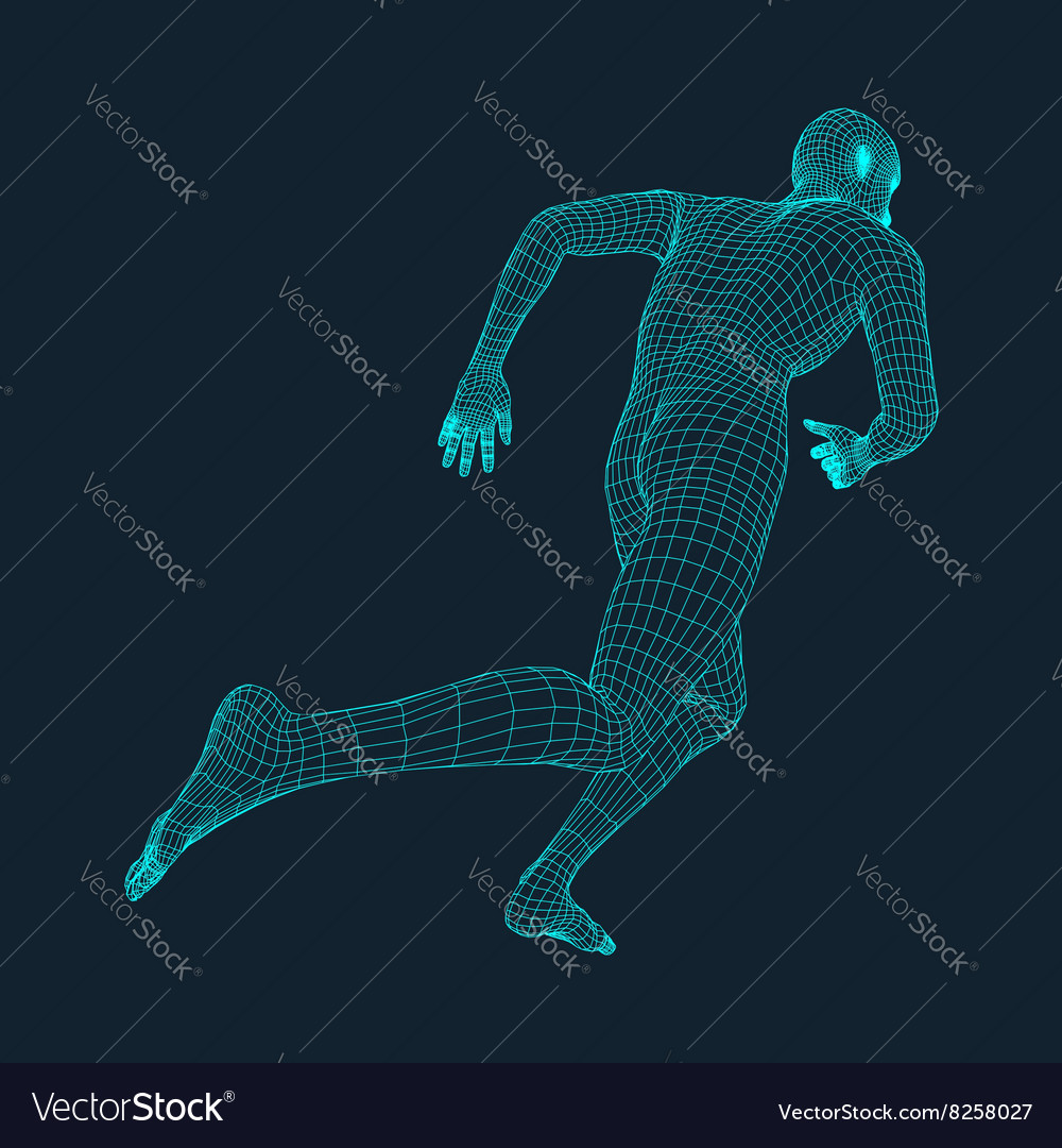 Running man polygonal design 3d model
