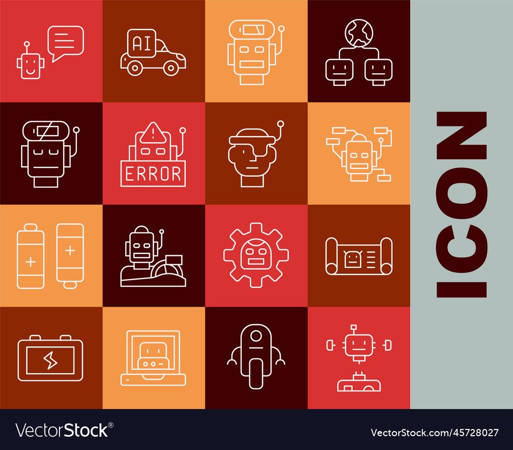 Set line disassembled robot blueprint low vector image Set line disassembled robot blueprint low