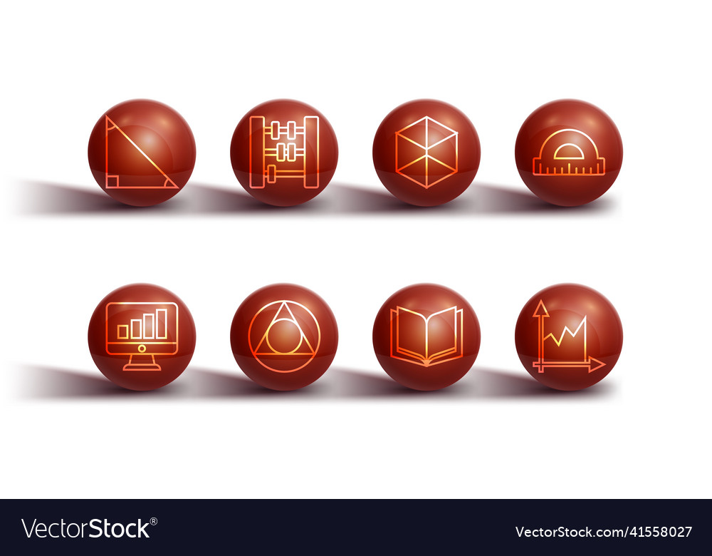 Set line triangle math computer monitor vector image Set line triangle math computer monitor