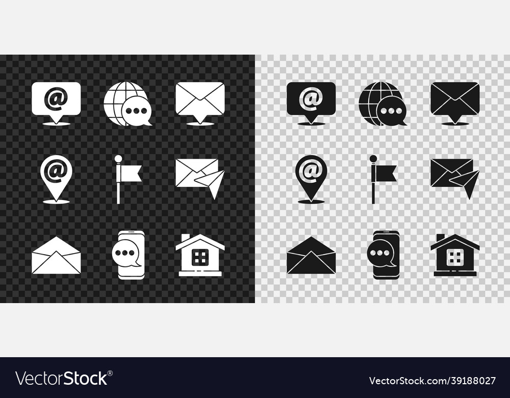 Set mail and e-mail world map made from speech vector image Set mail and e-mail world map made from speech