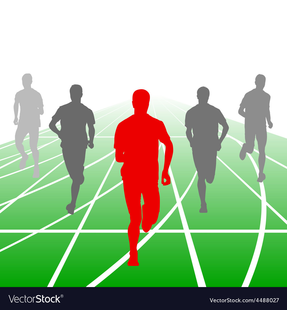 Set of silhouettes runners on sprint men