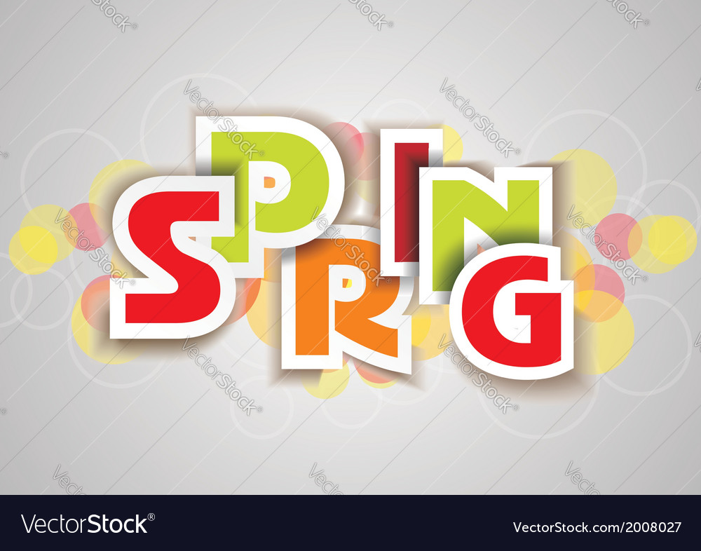 Spring word plain and pure design Royalty Free Vector Image