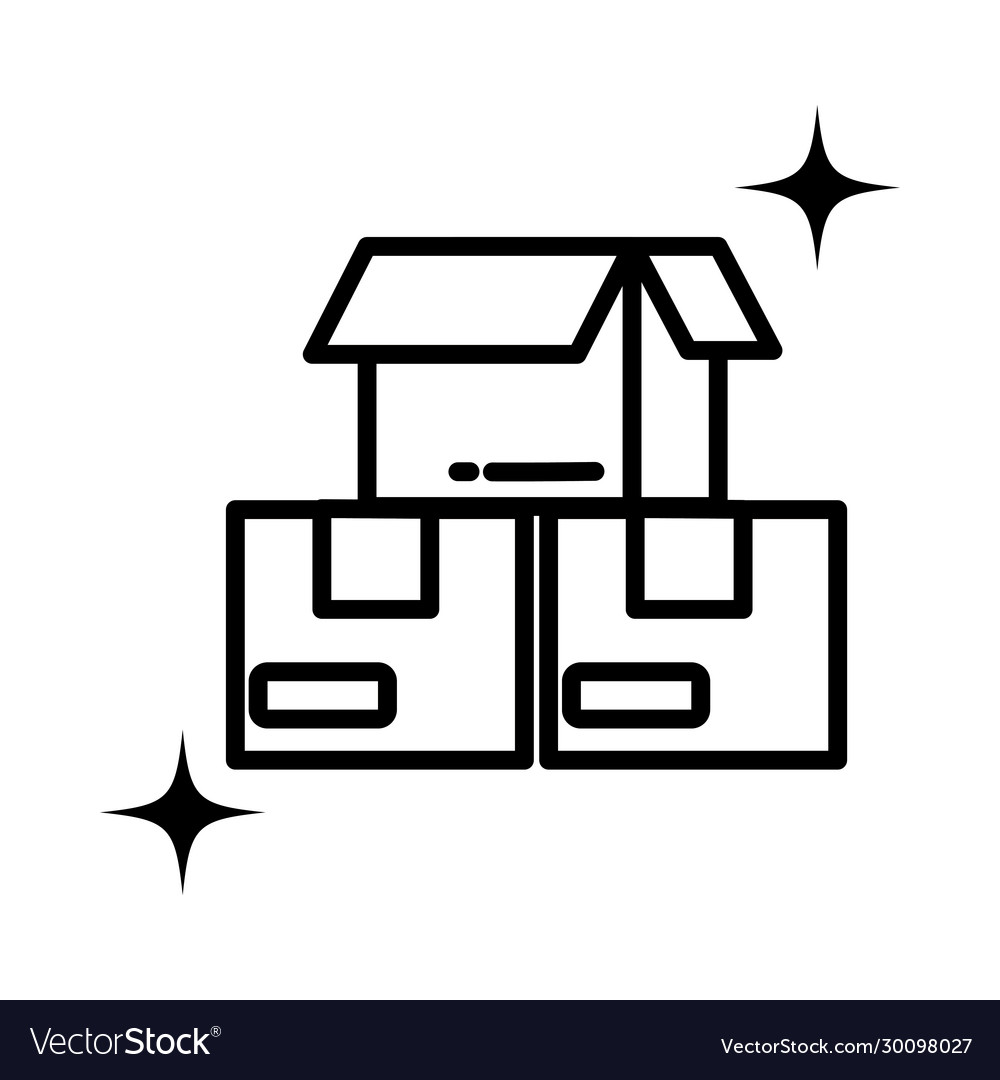 Stack cardboard boxes line style icon