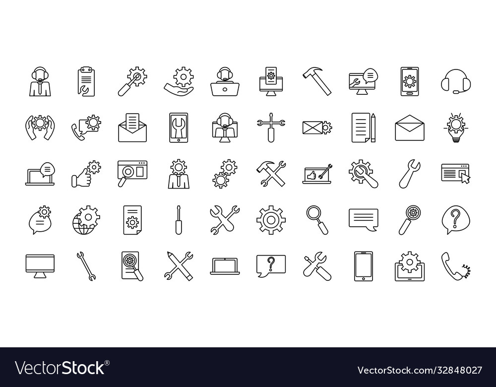 Technical service icon set line style vector image Technical service icon set line style
