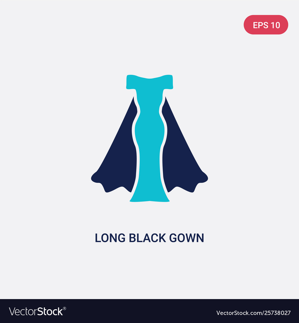 Two color long black gown icon from fashion