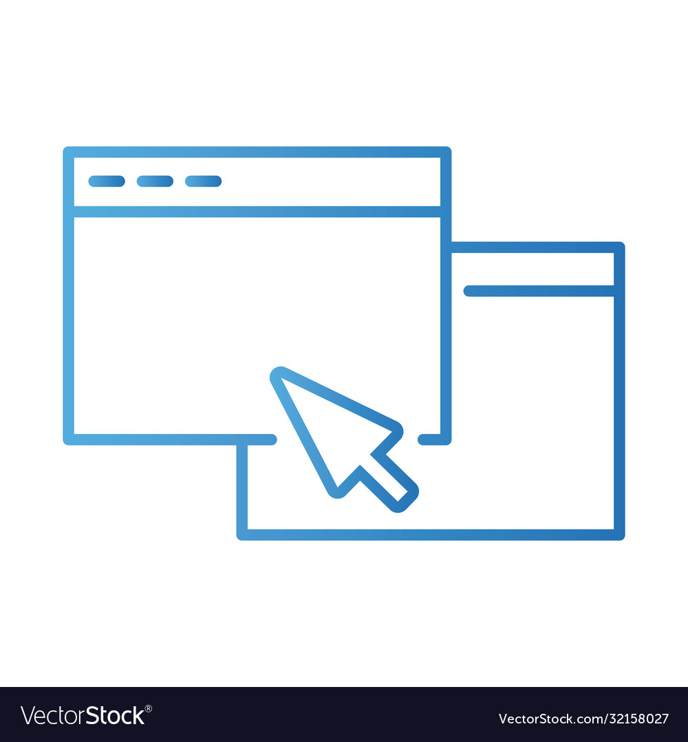 Webpage template with cursor gradient style icon vector image Webpage template with cursor gradient style icon