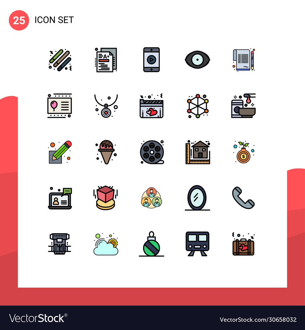 25 user interface filled line flat color pack